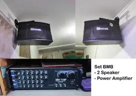 Set BMB Power Amplifier + 2 Speaker Karaoke Karoke Home Theater