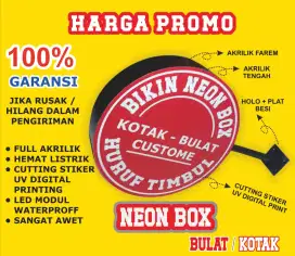 Neon box bulat 2 sisi akrilik