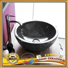 Wastafel Cuci Tangan Portable Mangkuk Hitam Glossy Teraso