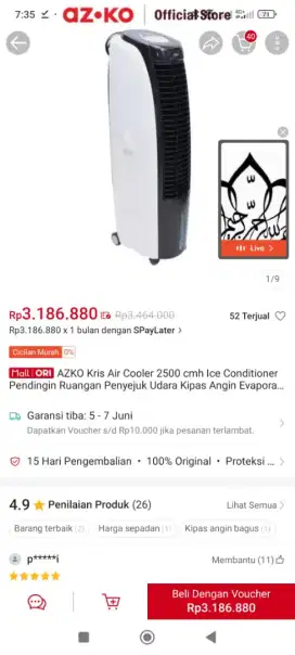 Cooler azko kris2500 cmh