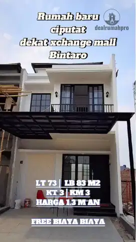 Rumah baru bintaro lestari 2 dekat xchange mall free biaya biaya