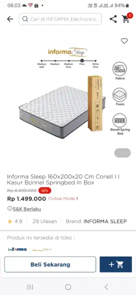 Informa sleep 160×200×20 cm conel8 II kasur bonnel
