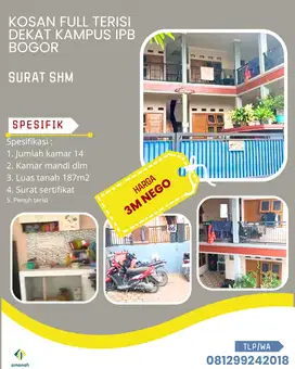 Kos-kosan 14 Kamar Full Terisi Dekat Kampus IPB Dramaga Bogor SHM