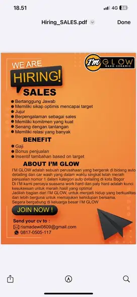 Loker sales gaji dan insentif