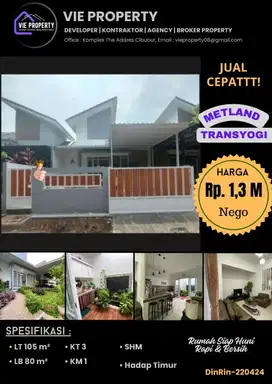 Jual Cepat Rumah Cantik Siap Huni. Metland Cibubur Cileungsi.