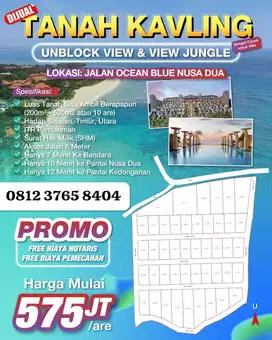 presale tanah ocean view pinggir jalan view laut dan jungle