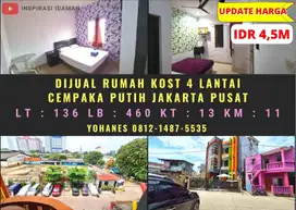 Rumah Kost Cempaka Putih Akses jalan 2 mobil longgar