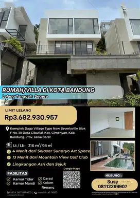 Rumah lelang Dago Village,Unit Baru Harga super murah 