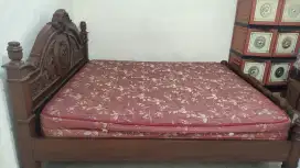 Ranjang Dipan + Kasur Spring Bed Ukuran 200x180cm — Jati Asli, Nego