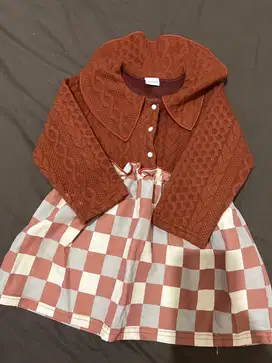 Baju dres coklat like new untuk 18 bulan k atas