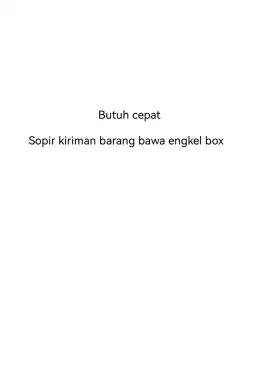 Butuh cepat sopir