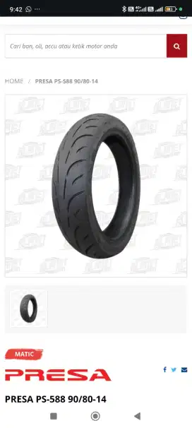 Ban motor merk Pressa PS-588 Ring 90/80-14 (Mio, Beat, Vario, dll)