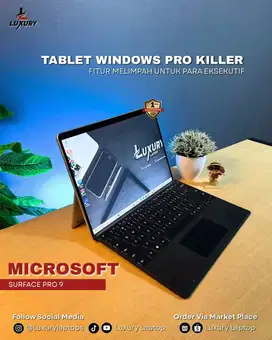 LAPTOP MICROSOFT SURFACE PRO 9 SLIM CORE I5 GEN 12 LAYAR 2K TERAWAT BU