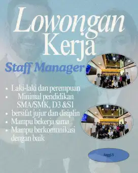 Di buka lowongan pekerjaan --- Staff Manager