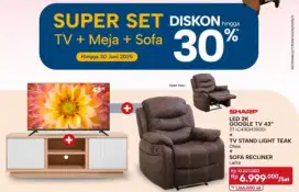 Super Set 
Tv + Meja + Sofa