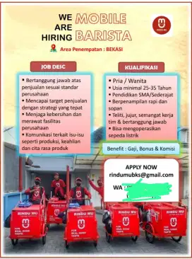 Dicari cepat Mobile Barista (Driver kopi Keliling).