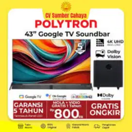 New Google tv Polytron 43 ultra hd 4K soundbar subwoofer Gler bisa tt