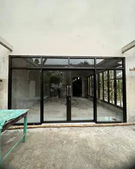Jual kusen alumunium, partisi alumunium, pintu, jendela, kaca, dll