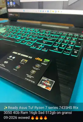 JUAL LAPTOP ASUS TUF GAMING MASIH GARANSI RESMI 09-2026 Siap Pakai