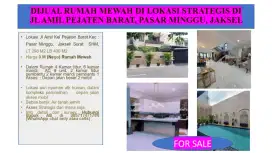 Dijual Rumah Mewah di Lokasi Strategis Jln Amil Pejaten Barat, Jaksel