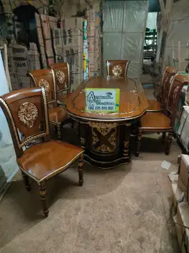 Meja makan gendong set kaca meja full kayu jati