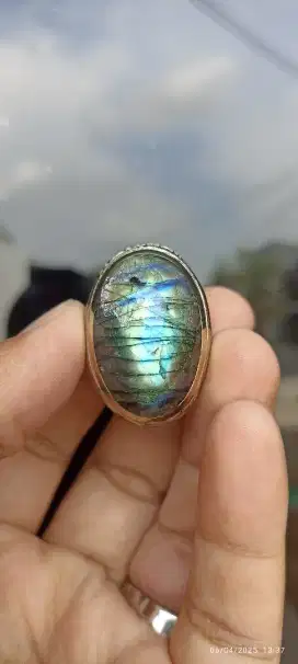 Cincin labradorite pelangi cakep