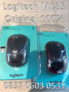 Logitech M185 - Mouse wireless - Baterai didalam - Ori