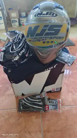 Helm sport full face NJS abu2 baru gress