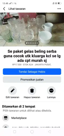 Se paket gelas beling kond spt baru cocok utk kluarga kcl hrg murah sj