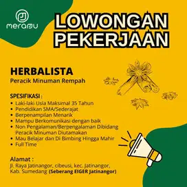 Lowonga Pekerjaan Herbalista/Peracik Minuman Rempah/Barista