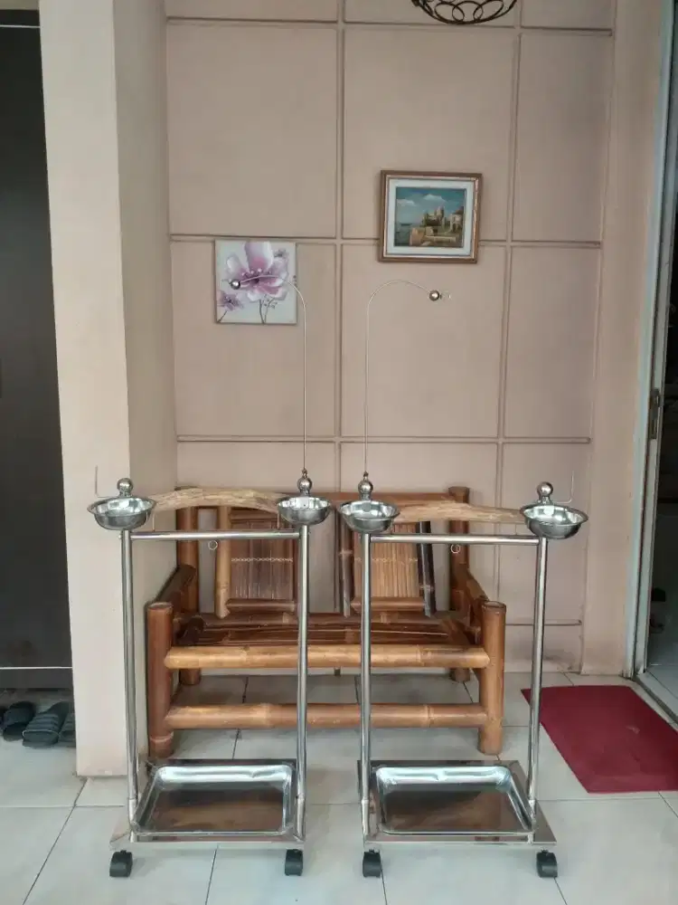 (NEW) Tangkringan Stainless Steel Burung Parrot