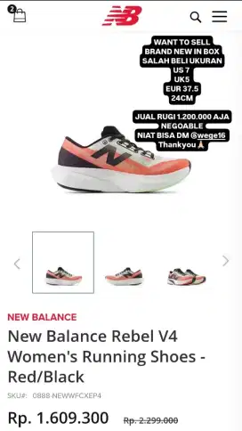 JUAL RUGI SEPATU NEW BALANCE REBEL V4 SALAH UKURAN