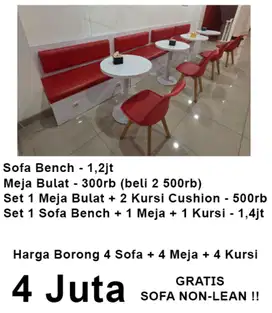Full set Sofa lean dengan 1 non lean + 2 kursi Cushion