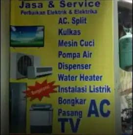 Servis,ac ,kulkas,mesin cuci, pompa air dll