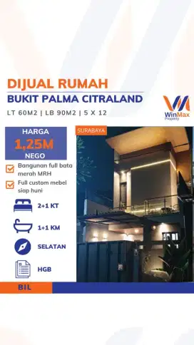 DIJUAL Rumah Bukit Palma Citraland – Siap Huni Full Mebel, 1.25 M