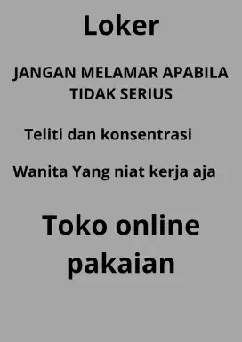 Loker toko online pakaian