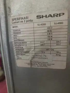 Kulkas shap 2 pintu