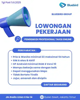 Lowongan Pengemudi Bluebird