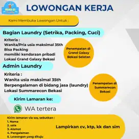Dibutuhkan Admin dan Bagian Laundry