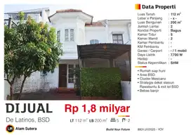 Dijual Rumah 2 Lantai BSD Murah Akses Tol dan Stasiun Rawa Buntu