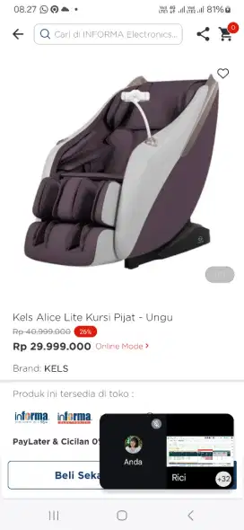 Kels alice lite kursi pijat