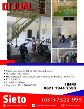 DiJual Bangunan Ex Pabrik Safe n Lock, Sidoarjo