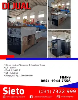 DiJual Gudang/Workshop di Surabaya Timur