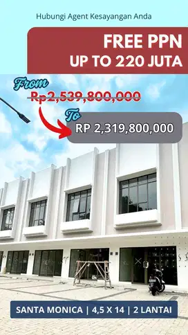 Jual Ruko SANTA ANNA & MONICA Gading Serpong Free PPn 220 Juta