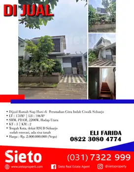 Dijual Rumah Siap Huni di  Perumahan Citra Indah Ciwalk Sidoarjo