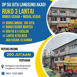 Ruko 3 Lantai Bonus Bisnis Warteg & Kosan 10 Kamar Income 200 juta