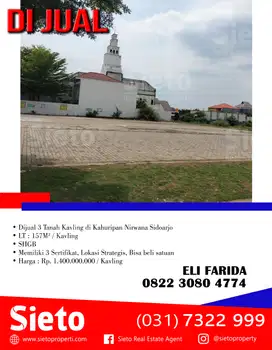 Dijual 3 Tanah Kavling di Kahuripan Nirwana Sidoarjo