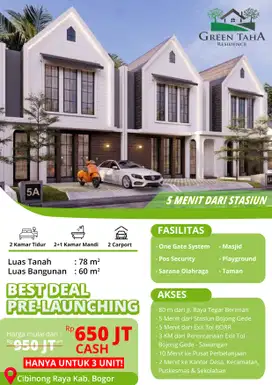 Jual Rumah 2 lantai hanya 650 Juta Cash Dekat Stasiun Bojong Gede