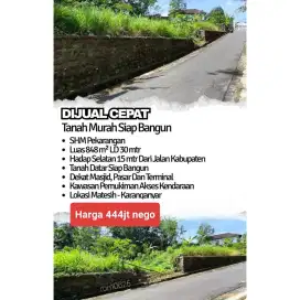 Tanah Murah di Matesih 848 m2, Harga 444jt nego