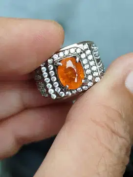Batu Mandarin garnet spessartite 3.08 crat ring perak memo CGL